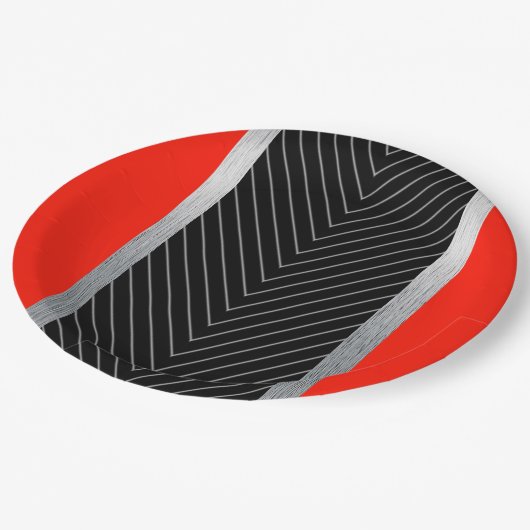 Rood, zwart, zwart en wit papieren bordje (Gekanteld)