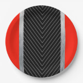 Rood, zwart, zwart en wit papieren bordje (Voorkant)