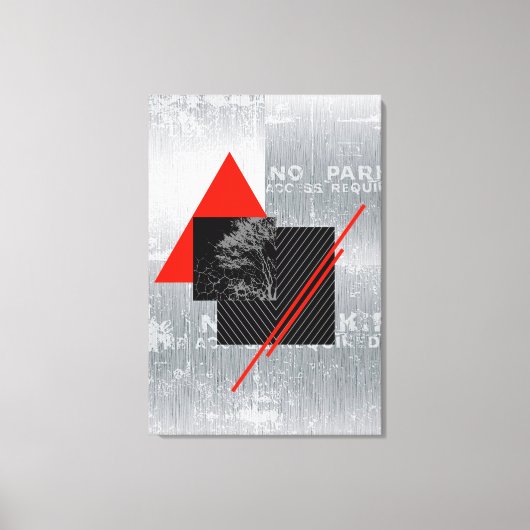 Rood, zwart, zwart & grijze streep print kunst (Voorkant)