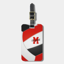 rood zwart zwart monogramme volleybalbagagelabel