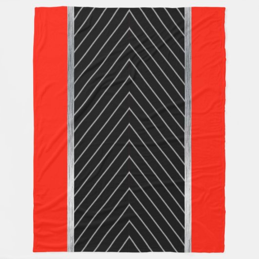Rood, zwart, zwart-wit gestreepte pinstripes fleece deken (Voorkant)