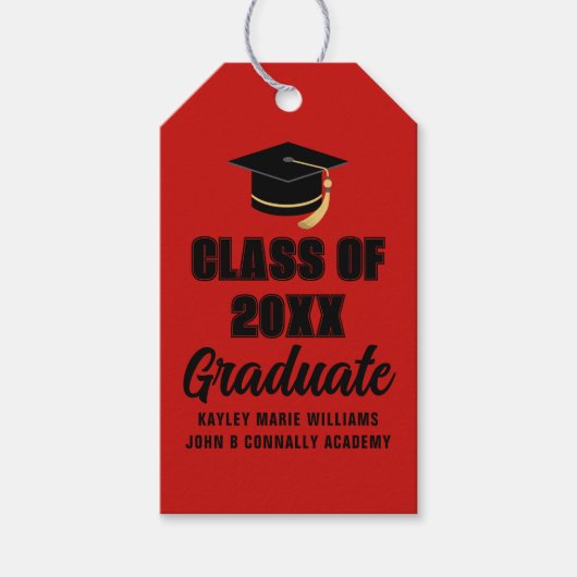 Rood Zwarte Afstudeerfeest Klas van 2026 Cadeaulabel (Voorkant)