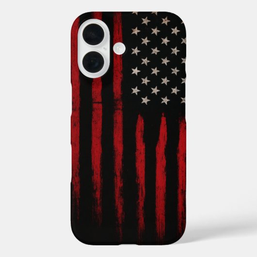 Rood-Zwarte Amerikaanse Vlag Case-Mate iPhone Case (Achterkant)