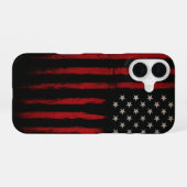 Rood-Zwarte Amerikaanse Vlag iPhone 16 Hoesje (Achterkant horizontaal)
