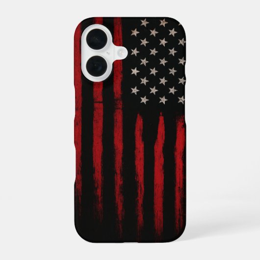 Rood-Zwarte Amerikaanse Vlag iPhone 16 Hoesje (Achterkant)