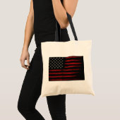 Rood-Zwarte Amerikaanse Vlag Tote Bag (Voorkant (product))