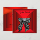 Rood Zwarte Black Tie Feest Kaart (Voorkant / Achterkant)