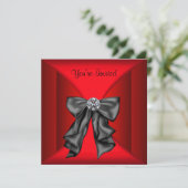 Rood Zwarte Black Tie Feest Kaart (Staand voorkant)