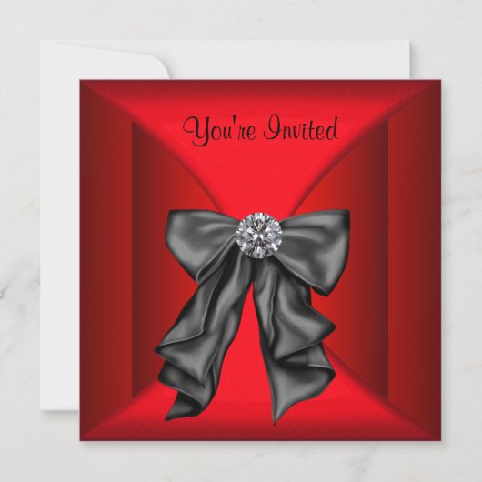 Rood Zwarte Black Tie Feest Kaart (Voorkant)