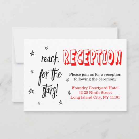 Rood Zwarte Bruiloftsreceptie Sterren Liefdescitaa Kaart (Voorkant)