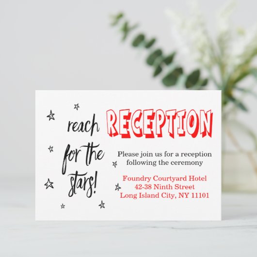 Rood Zwarte Bruiloftsreceptie Sterren Liefdescitaa Kaart (Staand voorkant)