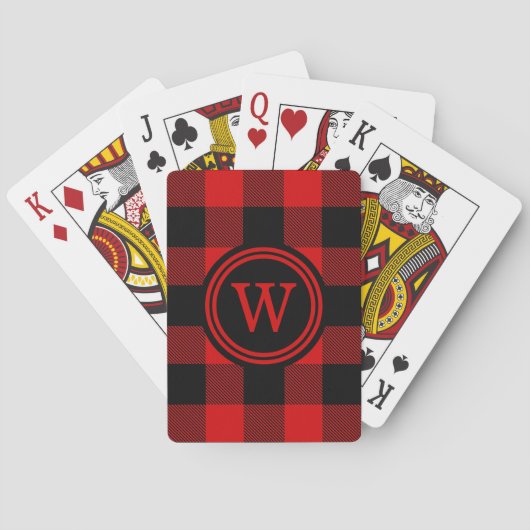 Rood Zwarte Buffalo Check Plaid 1IR#2 Pokerkaarten (Achterkant)