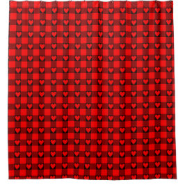 Rood Zwarte Buffalo Hart Plaid Douchegordijn
