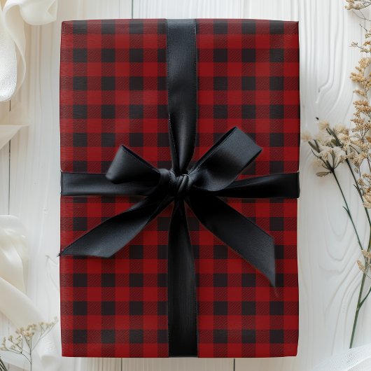 Rood-Zwarte Buffalo Plaid Cadeaupapier