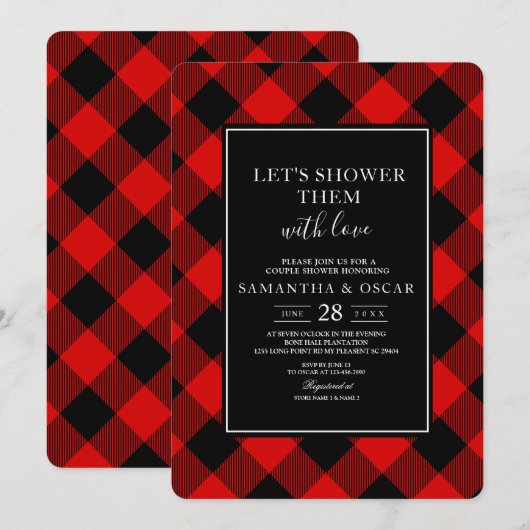 Rood-Zwarte Buffalo Plaid  Kaart (Voorkant / Achterkant)