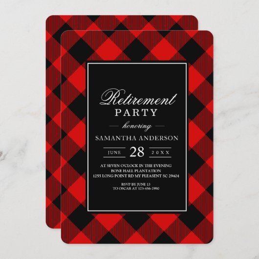 Rood-Zwarte Buffalo Plaid  Kaart (Voorkant / Achterkant)