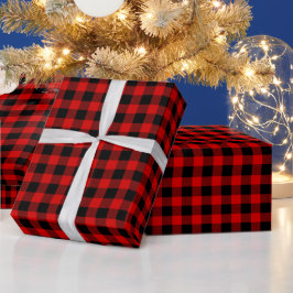 Rood Zwarte Buffalo Schotse Plaid Houthakkersruit Cadeaupapier
