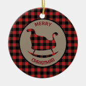 Rood zwarte buffelbuisje en -boom keramisch ornament (Voorkant)