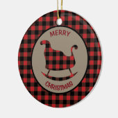 Rood zwarte buffelbuisje en -boom keramisch ornament (Links)