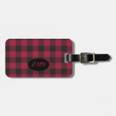 Rood zwarte buffels, geplakt Initiaal monogram che Bagagelabel (Voorkant horizontaal)