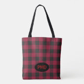 Rood zwarte buffels, geplakt Initiaal monogram che Tote Bag (Achterkant)
