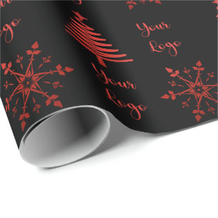 Rood Zwarte Chic Kerstboom Retail Aangepast Logo Cadeaupapier
