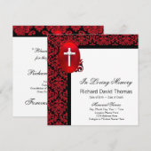 Rood Zwarte Damast Kruis Ter Herinnering Memorial Aankondiging (Voorkant / Achterkant)