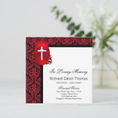 Rood Zwarte Damast Kruis Ter Herinnering Memorial Aankondiging (Staand voorkant)