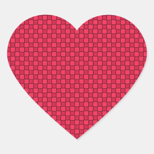 Rood Zwarte Dambord Hart Sticker (Voorkant)