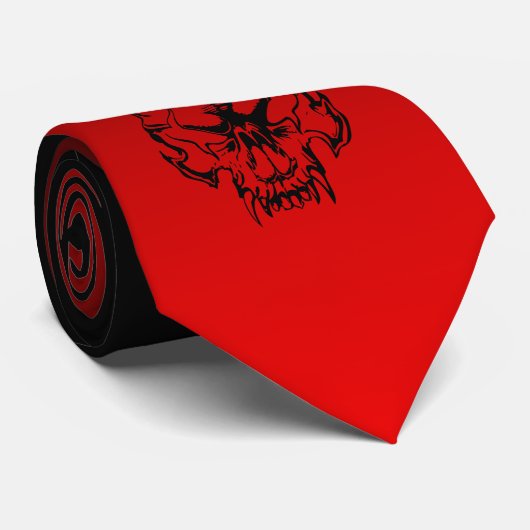 Rood/zwarte demon Stropdas (Opgerold)