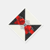 Rood-Zwarte Diamanten Lint Feest Servetten (Hoek)