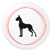 Rood Zwarte Dog Keramische Knop (Voorkant)