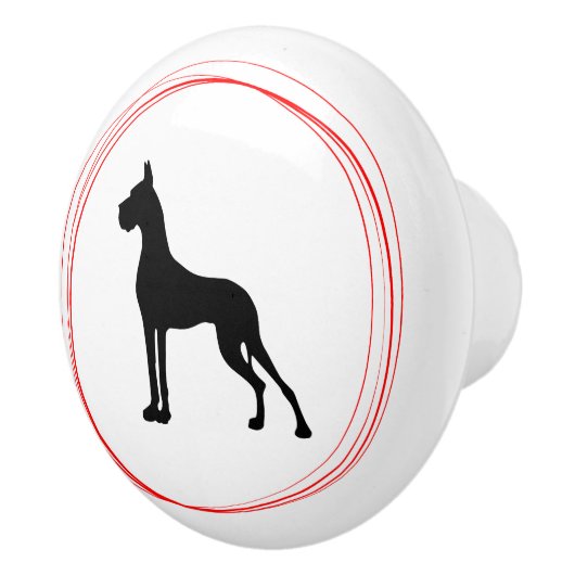 Rood Zwarte Dog Keramische Knop (Rechts)