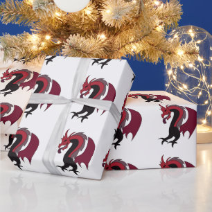 Rood-Zwarte Draak Mythologisch Wezen Cadeaupapier