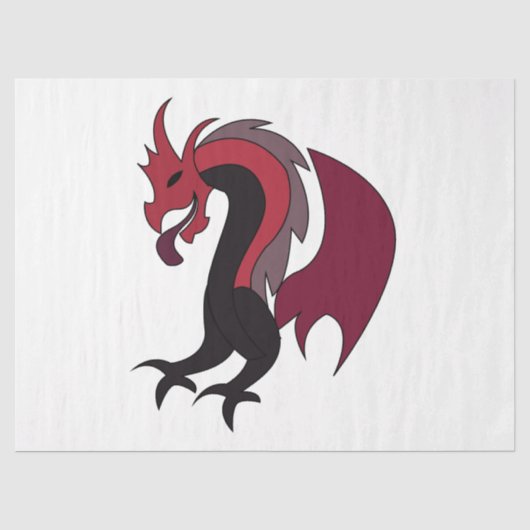 Rood-Zwarte Draak Mythologisch Wezen Tissuepapier (Voorkant)