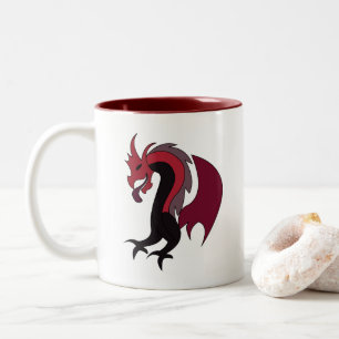 Rood-Zwarte Draak Mythologisch Wezen Tweekleurige Koffiemok