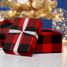 Rood Zwarte Enorme Buffalo Plaid Houthakkers Tarta Cadeaupapier