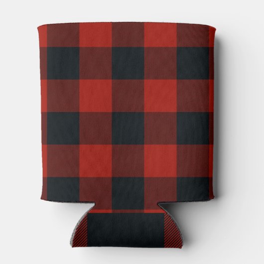 Rood-Zwarte geruite Buffalo Plaid Blikjeskoeler (Achterkant)