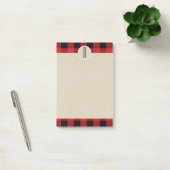 Rood Zwarte Geruite Kraft Landelijke Monogram Init Post-it® Notes (Kantoor)
