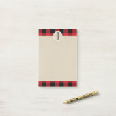 Rood Zwarte Geruite Kraft Landelijke Monogram Init Post-it® Notes (Op bureau)