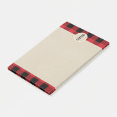Rood Zwarte Geruite Kraft Landelijke Monogram Init Post-it® Notes (Schuin)