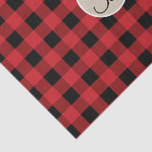 Rood Zwarte Geruite Rustieke Monogram Initiaal Tissuepapier (Detail)