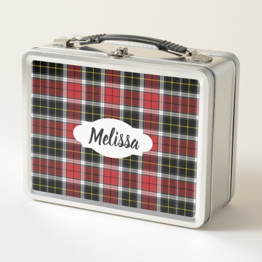 Rood Zwarte Geruite Rvs Lunchbox (Voorkant)