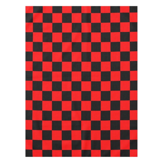 Rood Zwarte Geruite Schaakbord Patroon Tafelkleed (Voorkant)