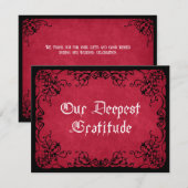 Rood Zwarte Gotische Bruiloft Bedankkaart (Voorkant / Achterkant)