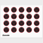 Rood Zwarte Gotische Bruiloft Ronde Sticker (Vel)