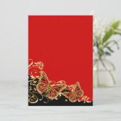 Rood zwarte gouden bruiloft verloving kaart (Staand voorkant)