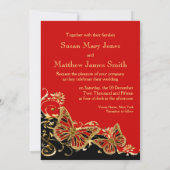 Rood zwarte gouden bruiloft verloving kaart (Achterkant)