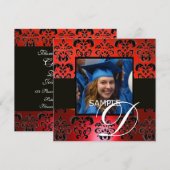 ROOD ZWARTE GRADUATIE DAMAST MONOGRAM wit Kaart (Voorkant / Achterkant)