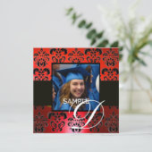 ROOD ZWARTE GRADUATIE DAMAST MONOGRAM wit Kaart (Staand voorkant)